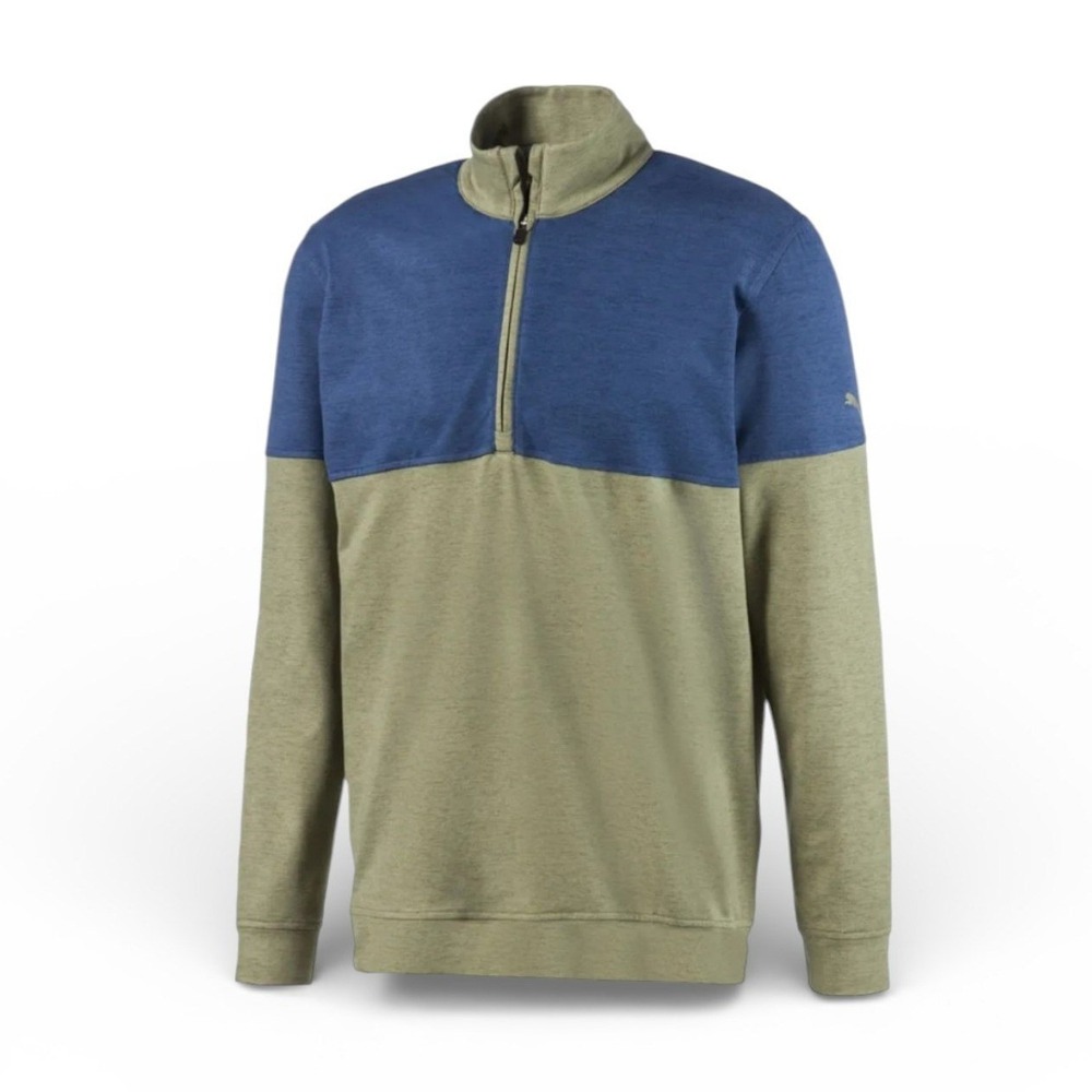 PUMA Mens CLOUDSPUN Warm Up 1/4 Zip Pullover Golf‎ Sweater Blue Green 3XL